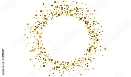 Gold Sparkle Paper Design. Abstract Rain Pattern. Effect Postcard. Gold Splash Isolated Background. Shine Modern Card.