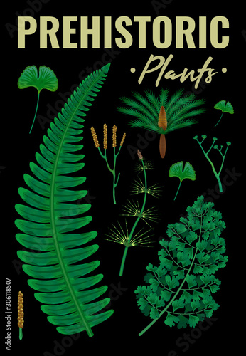 Prehistoric Plants Vertical Background