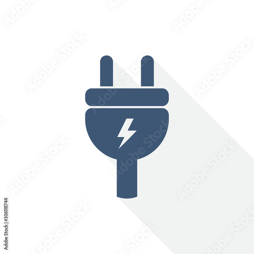 eletricity vector icon, flat design energy, power, plug illustration in eps 10
