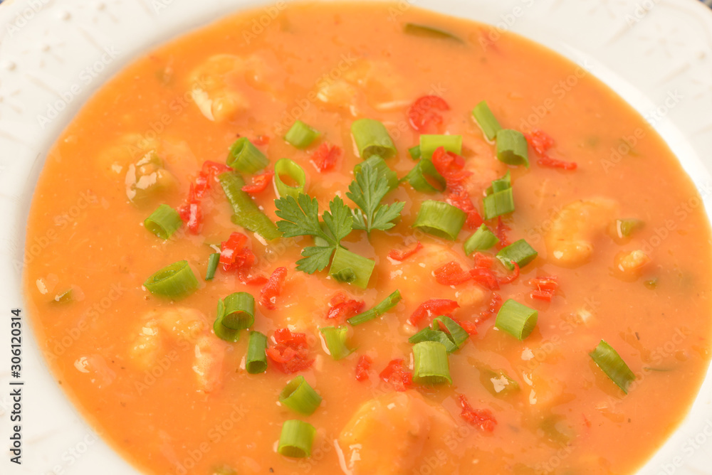 shrimp moqueca with chives, parsley and pepper shrimp moqueca with chives, parsley and pepper