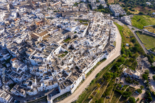 aerial view Mountain village, Ostuni, Apulia, Southern Italy