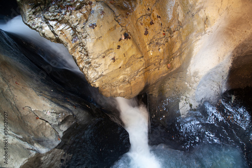 trummelbach falls, the biggest waterfall in Europe, inside a mountain accessible for public, Lauterbrunnen village, canton Bern, Switzerland photo