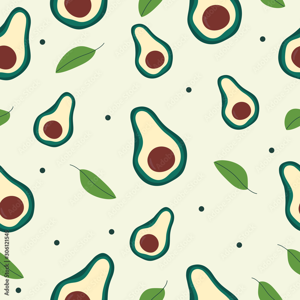 Hand drawn seamless pattern with avocados Hand drawn seamless pattern with avocados