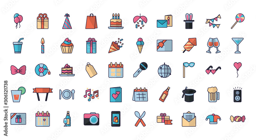 Isolated party icon set vector design Isolated party icon set vector design