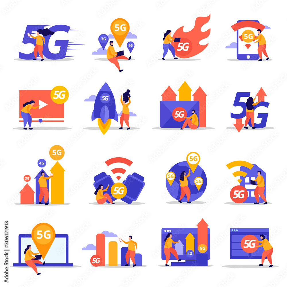 Fast Speed Internet Flat Icons Fast Speed Internet Flat Icons