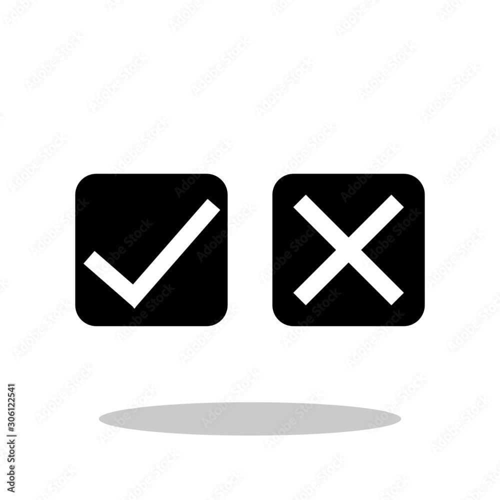 Tick / Cross icon in flat style. Yes / No symbol for your web site design, logo, app, UI Vector EPS 10. Tick / Cross icon in flat style. Yes / No symbol for your web site design, logo, app, UI Vector EPS 10.