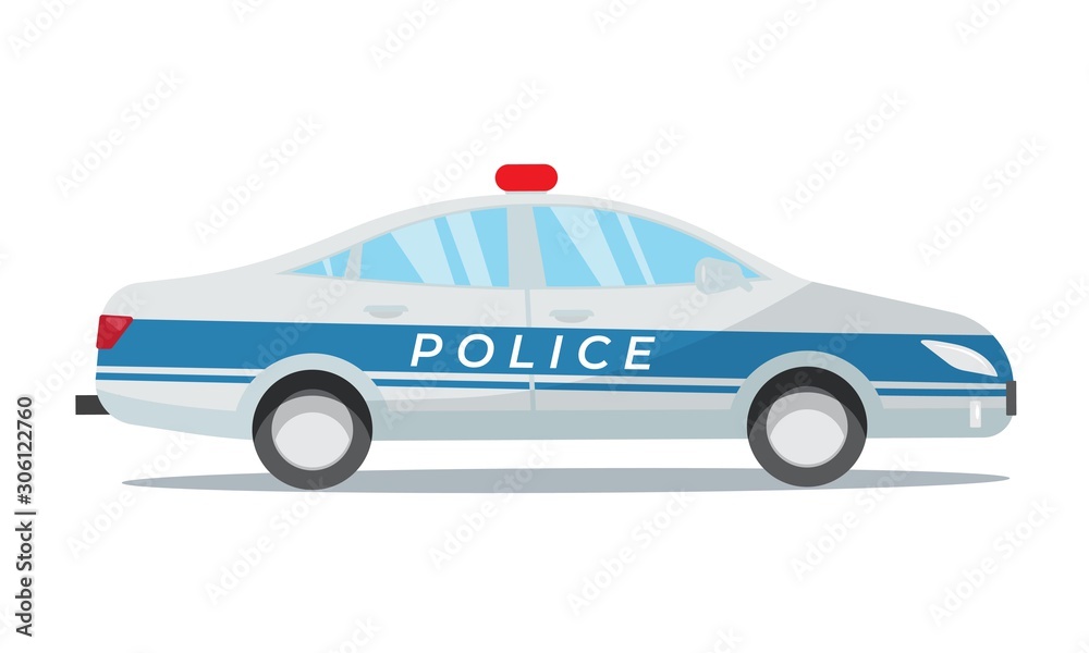 Police car isolated on white background. Police patrol transport. Police car isolated on white background. Police patrol transport.