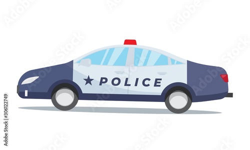 Police car isolated on white background. Police patrol transport. 