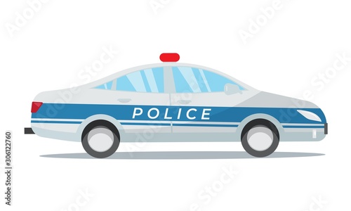 Police car isolated on white background. Police patrol transport. 