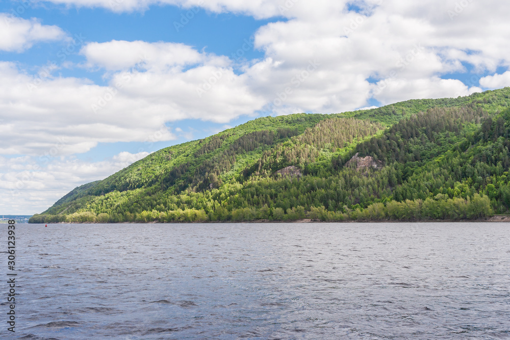 Green mountainous bank of the Volga river, Zhiguli mountains Green mountainous bank of the Volga river, Zhiguli mountains