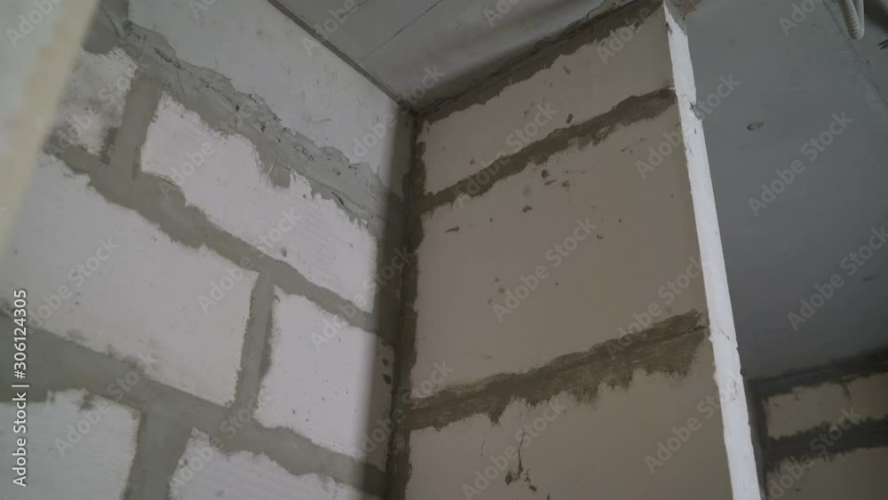 Concrete inner partition. Concrete walls, slabs, interior of a new ...