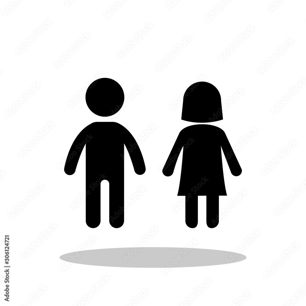 Girl & Boy icon in flat style. Kids symbol for your web site design, logo, app, UI Vector EPS 10.