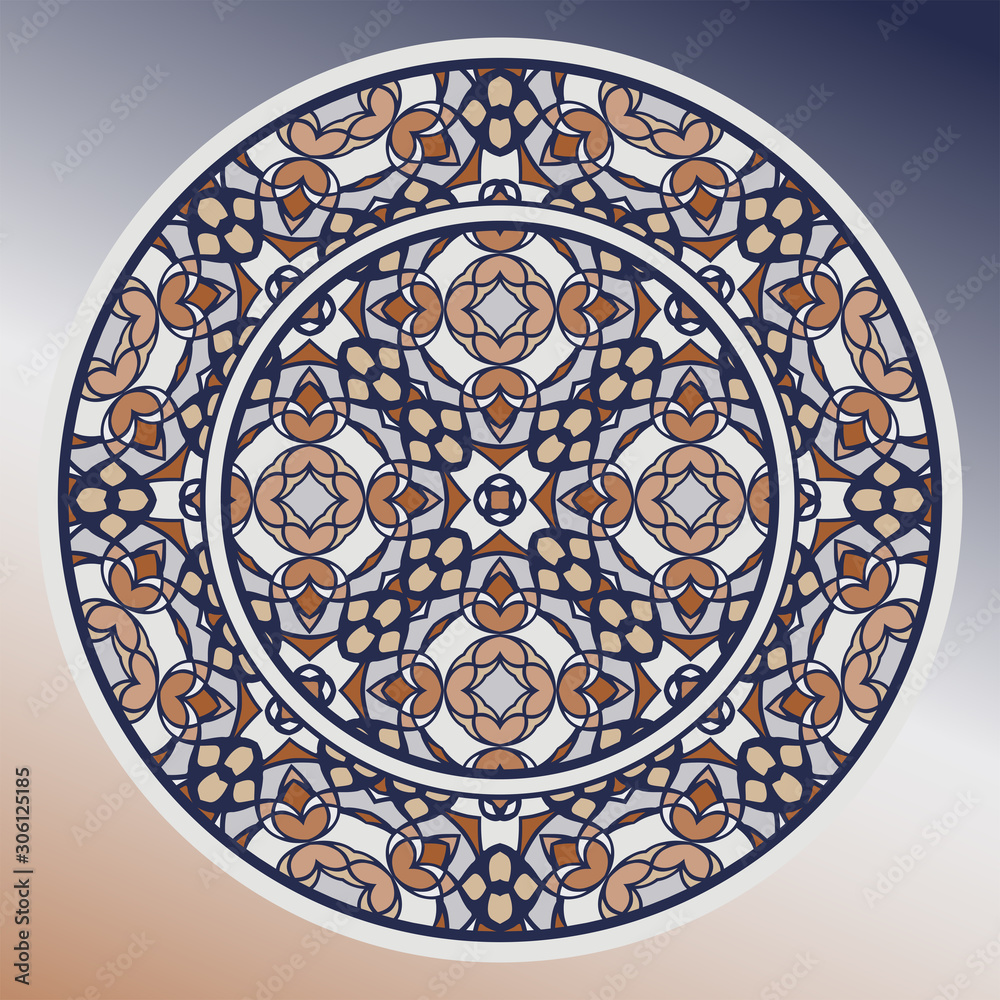 Vector retro seamless pattern. Decorative plate and mandala for interior design. Home decor. porcelain design. Vector retro seamless pattern. Decorative plate and mandala for interior design. Home decor. porcelain design.