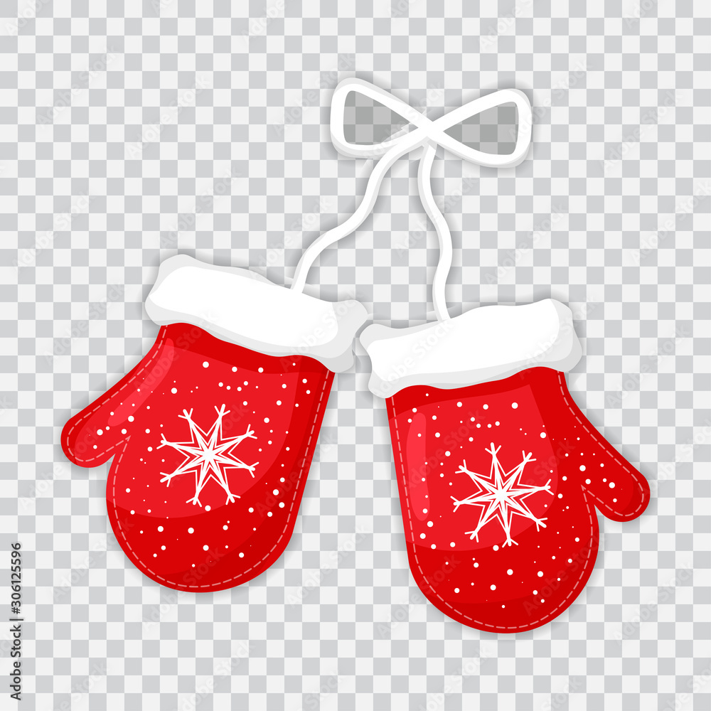Pair of red knitted christmas mittens isolated vector illustration. Mittens icon Pair of red knitted christmas mittens isolated vector illustration. Mittens icon