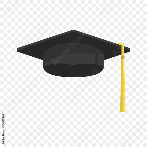 Graduation cap vector isolated on blue background, graduation hat with tassel flat icon, academic cap, graduation cap image, graduation cap