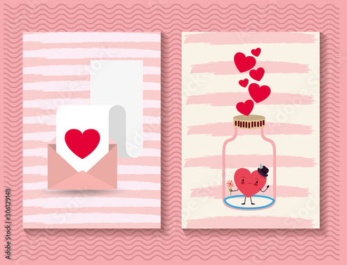 Happy valentines heart card and bottle vector design