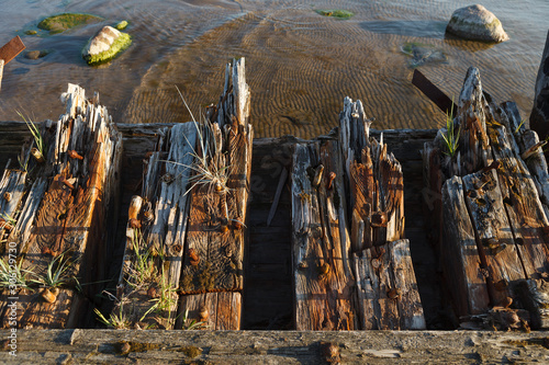 The "Raketa" ship wreck on the Loksa beach in Estonia. The ship was built in 1949 in Finland