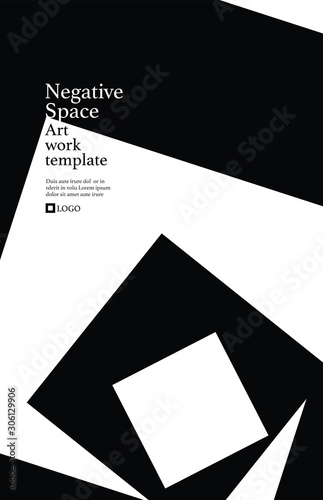 Vector illustration of negative space art. Can be used as a poster, banner, brochure, magazine etc. Black & white illusion art. Contrast black and white, negative space. Minimal illustration.