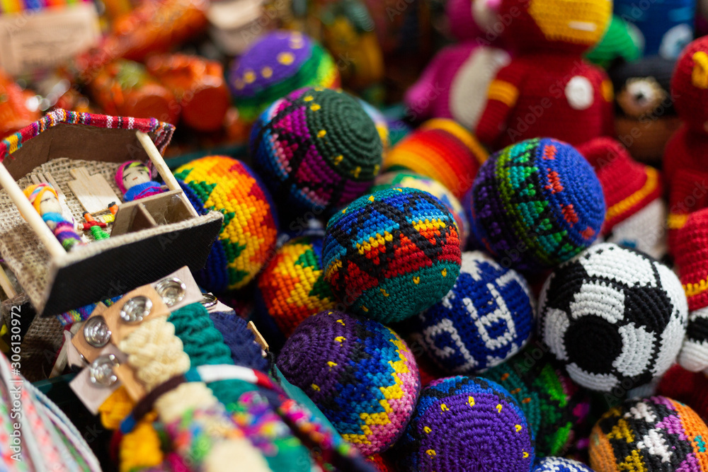 typical Guatemalan balls made with colored wool- traditional balls