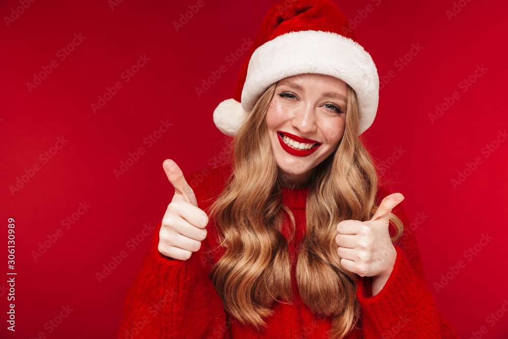 Caucasian woman showing thumbs up. Caucasian woman showing thumbs up.