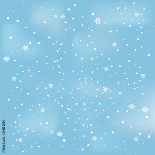 Snow sky background. Beautiful vector illustration in blue colors for design and web.