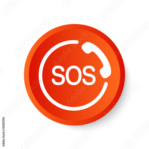 SOS button. Emergency phone icon. Black sing on white background.