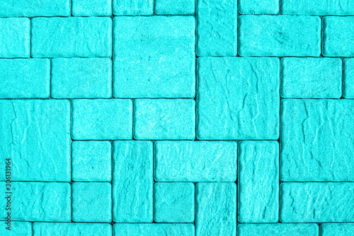 Turquoise street pavement pattern from above