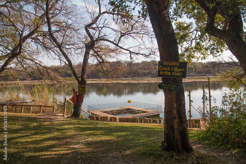 Cage pool at okavango river, Caprivi strip, Namibia, Africa Cage pool at okavango river, Caprivi strip, Namibia, Africa