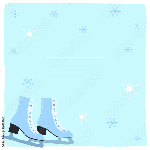 Vector element for postcard or cover on the theme of Christmas, winter and sports.