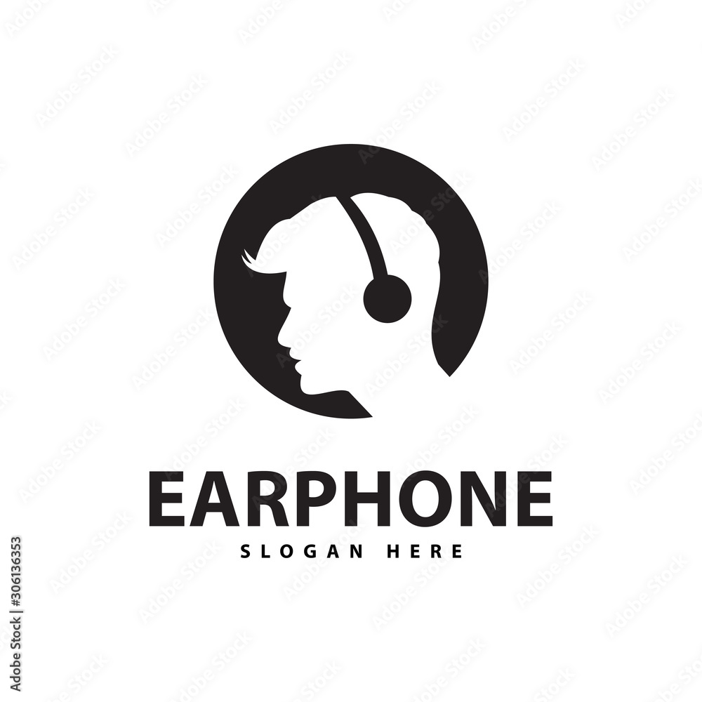 head logo people use headset logo for music, design illustration