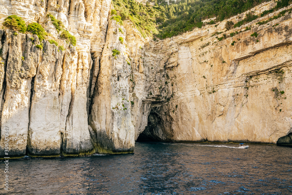 Greece 2018, the view of sandstone cliffs of Corfu island.