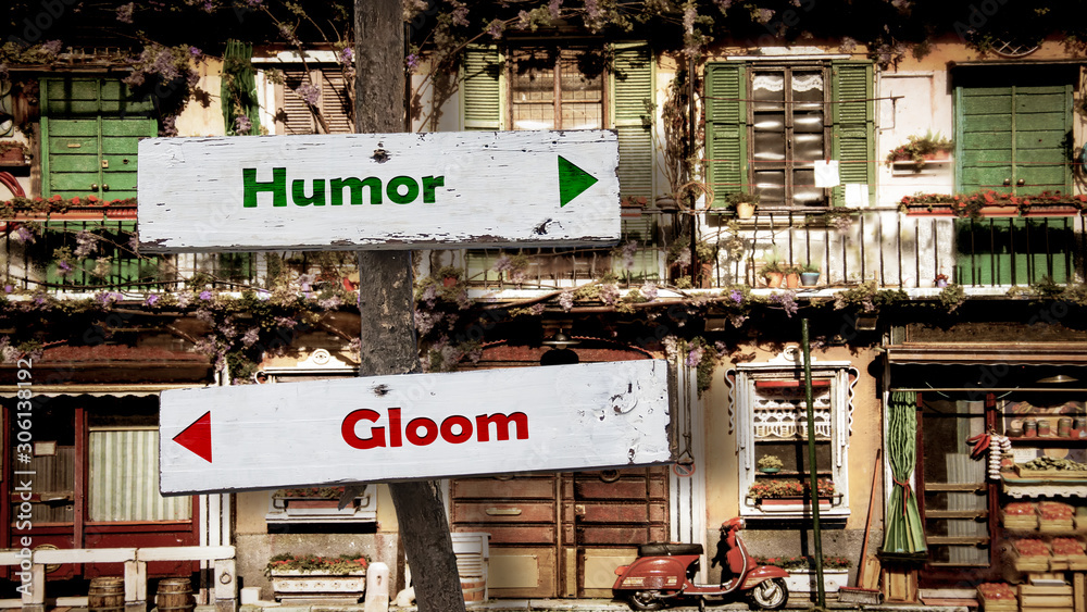 Street Sign to Humor versus Gloom