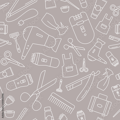 Hair Salon background - Vector seamless pattern of hairdressing and barber shop for graphic design