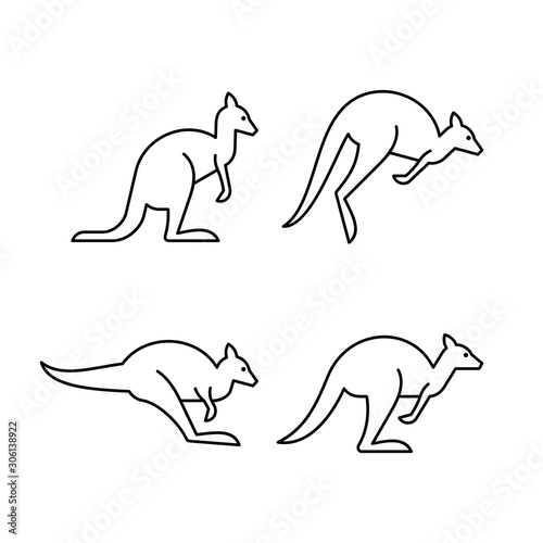 Set of Kangaroos line icons. Icon design. Template elements