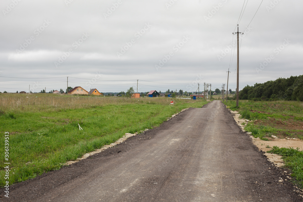 The street in the cottage settlement under construction