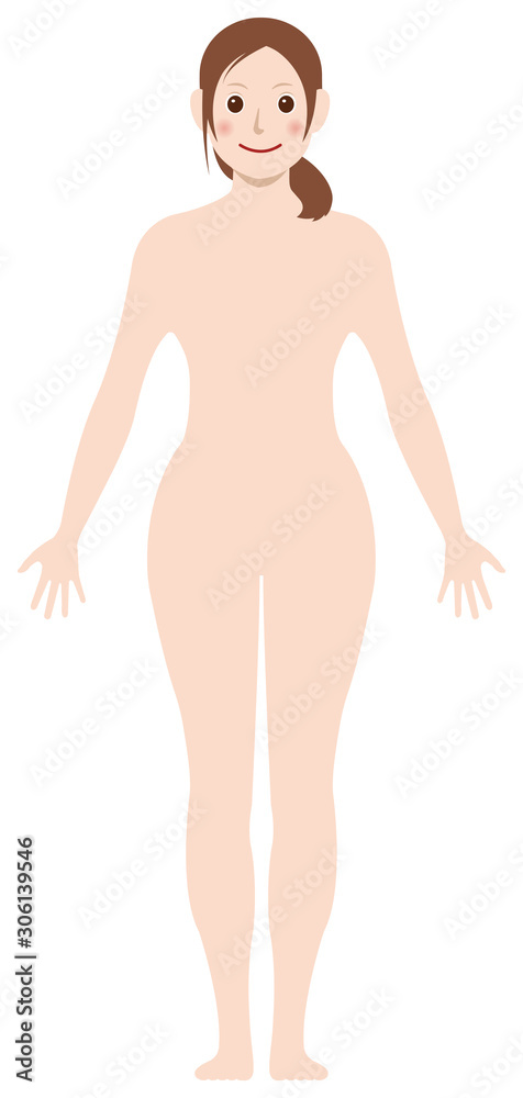 Smiling naked woman /nude body , silhouette , outline shape vector illustration Smiling naked woman /nude body , silhouette , outline shape vector illustration