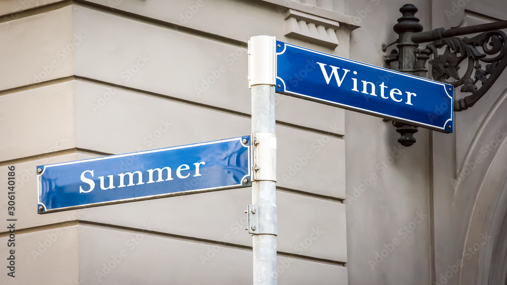 Street Sign to Summer versus Winter