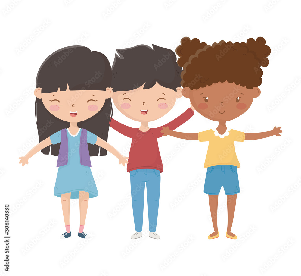 Girls and boy cartoon vector design