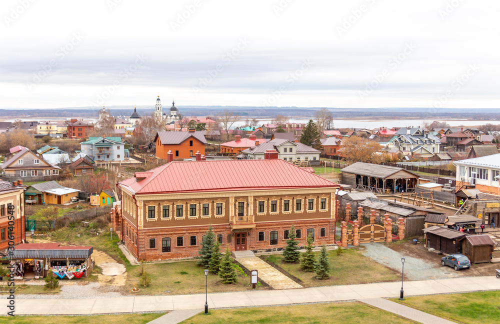 Panoramic view of Sviyazhsk island. Sviyazhsk village (Sviyazhsk island), Tatarstan republic, Russia. Panoramic view of Sviyazhsk island. Sviyazhsk village (Sviyazhsk island), Tatarstan republic, Russia.
