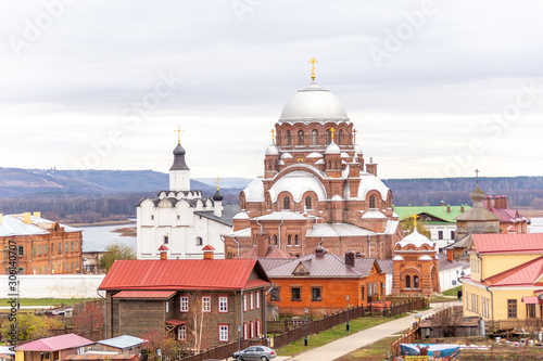 Panoramic view of Sviyazhsk island (view on Cathedral of the Mother of God Joy of all who sorrow). Sviyazhsk village (Sviyazhsk island), Tatarstan republic, Russia.