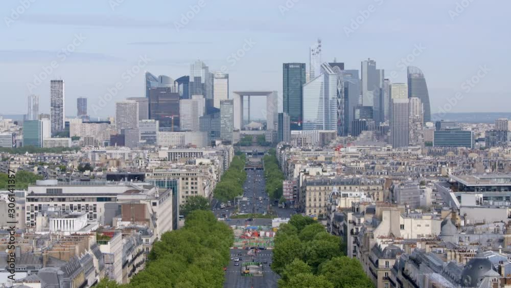 Paris cityscape with Grande Arche de la Defense in distance Paris cityscape with Grande Arche de la Defense in distance