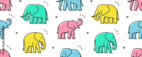 Seamless pattern with Elephants. isolated on white background