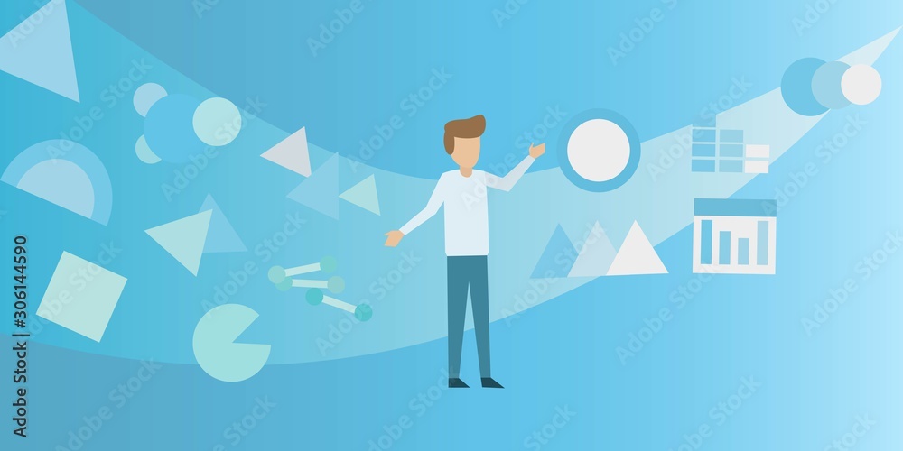 Man manage big data, And export Data Visualization process.Vector illustration business analysis Man manage big data, And export Data Visualization process.Vector illustration business analysis
