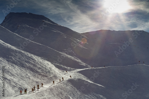 People sking at the Cauteret ski resort photo
