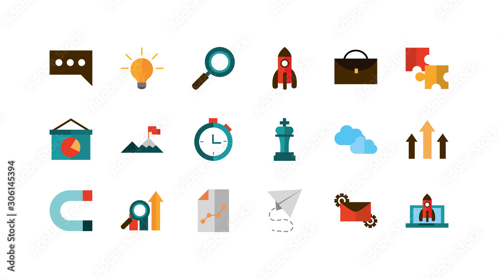 business strategy network icons set business strategy network icons set