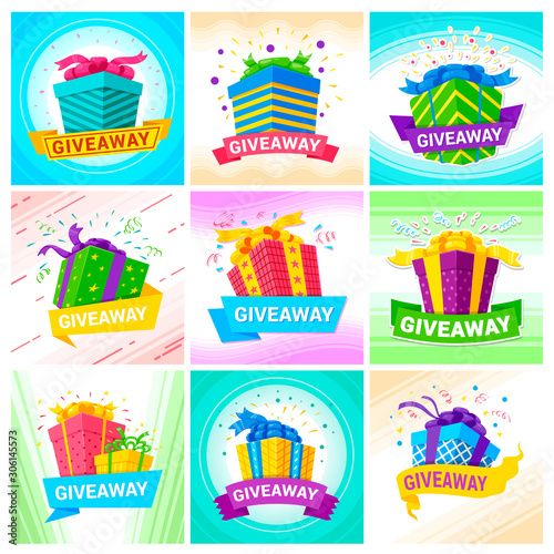 Giveaway social media posts creative design templates bundle