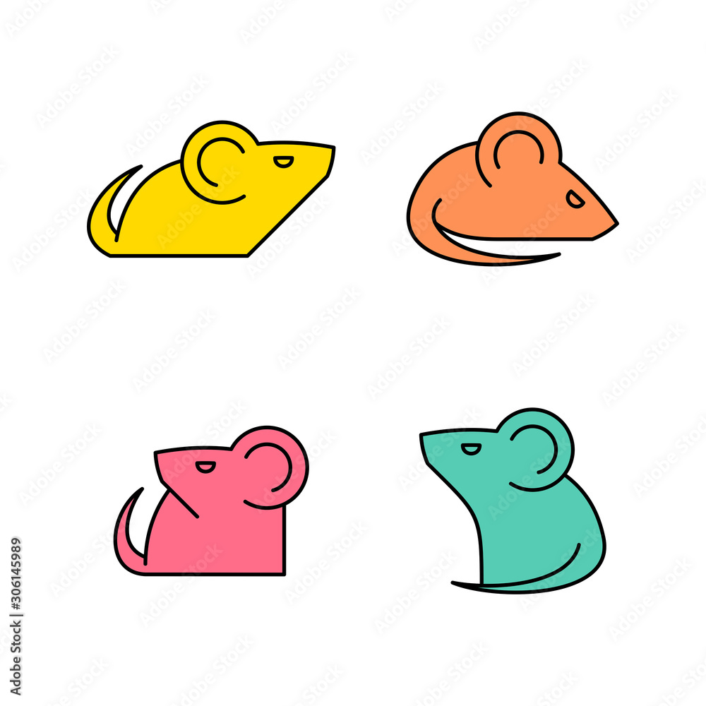 Linear Set of colored Mouses icons. Icon design. Template elements Linear Set of colored Mouses icons. Icon design. Template elements