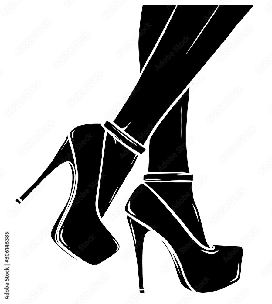 Vector illustration depicting the legs of a woman in high heels Stock ...