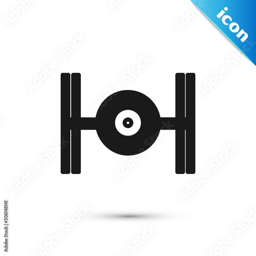 Black Cosmic ship icon isolated on white background. Vector Illustration