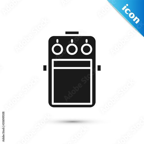 Black Guitar pedal icon isolated on white background. Musical equipment. Vector Illustration